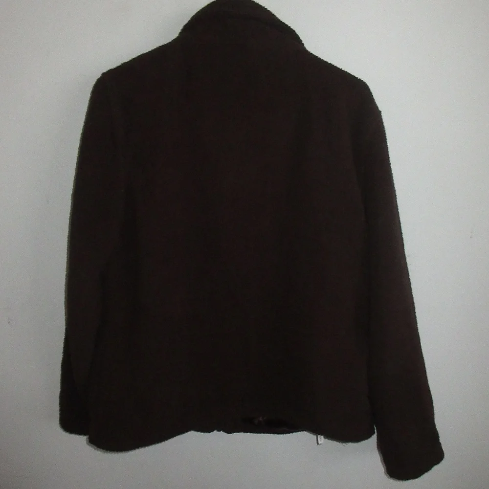 Nicole Ricci Brown Teddy Coat Zip Up Jacket - Size Large - Picture 2 of 3